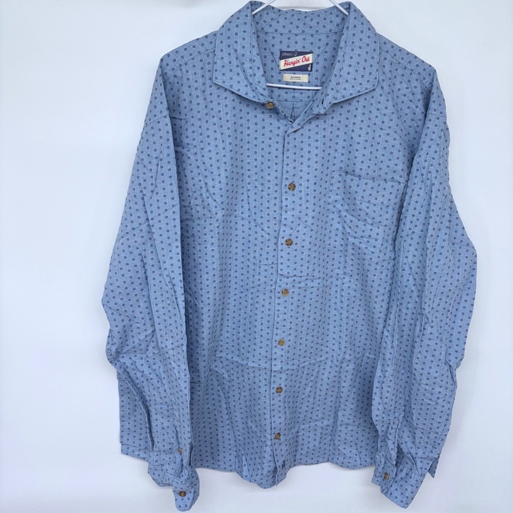 Johnnie-O' Hangin Out Long Sleeve Button Up Shirt XXL Mens Blue Conrad Chambray - Picture 2 of 10